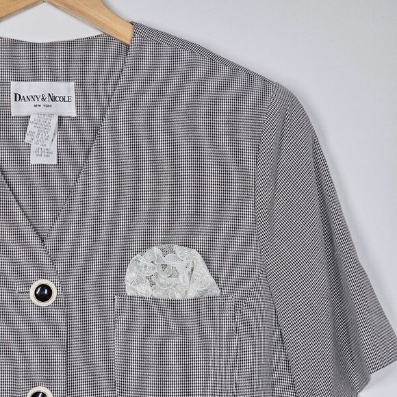 Vintage 90s Dress Danny & Nicole NY Women's Houndstooth Button-Front Blazer 16 - Picture 15 of 16